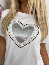 The Laura - Sequin & Pearl Heart T-Shirt